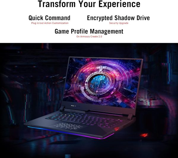 ⁦ASUS ROG Strix Scar 15 Gaming Laptop, 15.6" 300Hz IPS Type FHD Display, NVIDIA GeForce RTX 3080, AMD Ryzen 9 5900HX, 16GB DDR4, 1TB SSD, Opti-Mechanical Per-Key RGB Keyboard, Windows 11, G533QS-DS94⁩ - الصورة ⁦7⁩