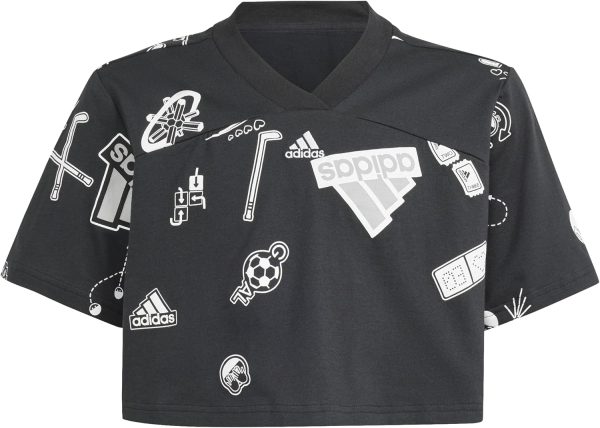 adidas Girl's Junior Brand Love Cropped T-Shirt