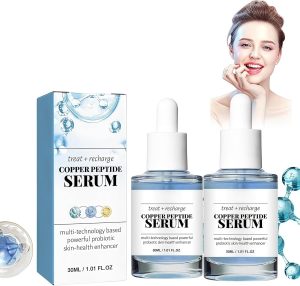 Mhepzol 2Pack Blue Copper Peptide Face Serums, Anti Wrinkle Improves Damaged Skin, Copper Peptides for Face, Glow Serum for Radiant, Hyaluronic Acid Serum Reduces Fine Lines, Improves Skin Barrier