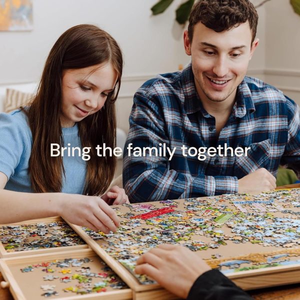 ⁦1500 Piece Rotating Puzzle Board with 6 Drawers and Cover, Portable Wooden Jigsaw Puzzle Table, Spinning Puzzle Boards for Adults and mom, 94 * 71 * 1.5Cm⁩ - الصورة ⁦8⁩