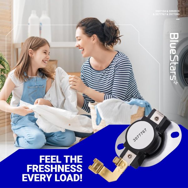 ⁦BlueStars [LIFETIME WARRANTY] 3387134 Cycling Thermostat 3392519 Dryer Thermal Fuse 3977393 Thermal Cut-off Switch 3977767 High-limit Thermostat Kit - Compatible with Whirlpool Kenmore Maytag Dryers⁩ - الصورة ⁦7⁩