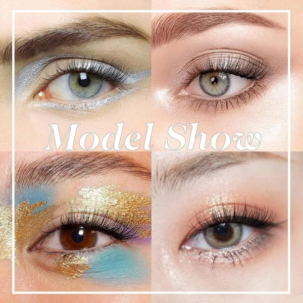 ⁦Aputue False Eyelashes, Man-Made Fiber Fluffy Lashes Wispy, 10 Pairs Fluffy Natural Look Cat Eye Lashes, Portable Eye Lashes, 3D Soft False Lashes for Women’s Makeup Styling⁩ - الصورة ⁦4⁩