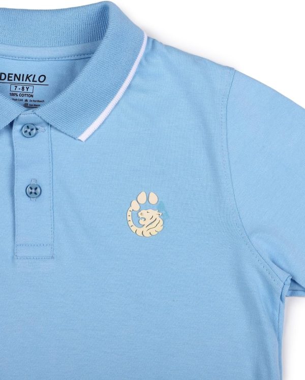 ⁦Deniklo Boys' Polo T-Shirt & Shorts Set 100% Cotton Bio-Washed Fabric⁩ - الصورة ⁦6⁩