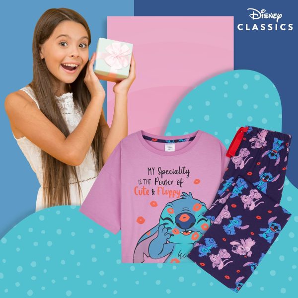 ⁦Disney Stitch Schlafanzug Mdchen, 4-14 Jahre - Stitch Langer Pyjama fr Mdchen - Weihnachtlicher Schlafanzug⁩ - الصورة ⁦2⁩