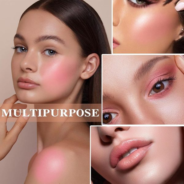 ⁦Azonee 3 PCS Cream Blush Stick with Brush, 3-in-1 Cheek Blush & Lip Tint & Eyeshadow Moisturizing Lightweight Multi-Stick Blush, Cream Contour Stick, Natural And Long-Lasting, Waterproof⁩ - الصورة ⁦4⁩
