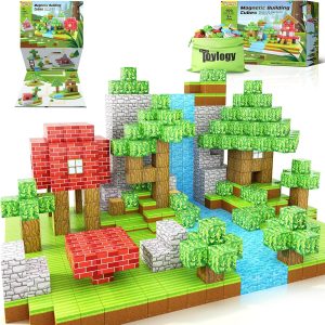 Toylogy 100PCS Magnetic Blocks-Build Mine Magnet World Set for Boys & Girls Age 3-5 6-8, STEM Sensory Toys for Toddlers Gifts for 3+ Years Old Girls Boys, Classroom Must Haves Construction Toys
