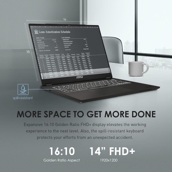 ⁦MSI Commercial 14 H Professional Laptop: 13th Gen Intel Core i7, 14” 60Hz Display, Intel Iris Xe, 16GB DDR4, 512GB NVMe SSD, Eco-Friendly, Fingerprint Reader, Win 11 Pro: A13MG vPro-009US⁩ - الصورة ⁦4⁩