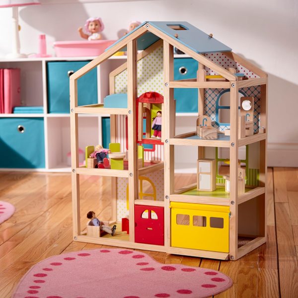 ⁦Melissa & Doug 12462 Wooden Hi-Rise Dollhouse | Dollhouses & Dolls | Pretent Play | 3+ | Gift for Boy or Girl, 63.5 cm*14.478 cm*63.5 cm⁩ - الصورة ⁦9⁩