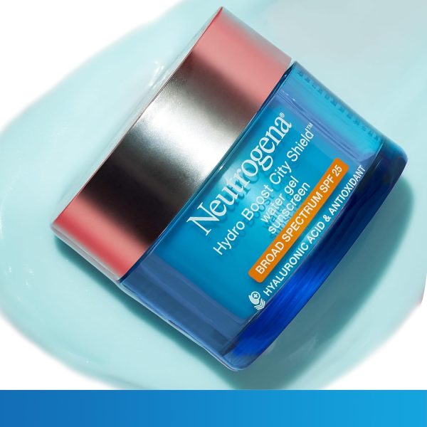 ⁦Neutrogena Hydro Boost City Shield Water Gel with Hydrating Hyaluronic Acid, Facial Moisturizer with Broad Spectrum SPF 25 Sunscreen, Oil-Free, Alcohol-Free, Non-Comedogenic, 1.7 oz⁩ - الصورة ⁦6⁩