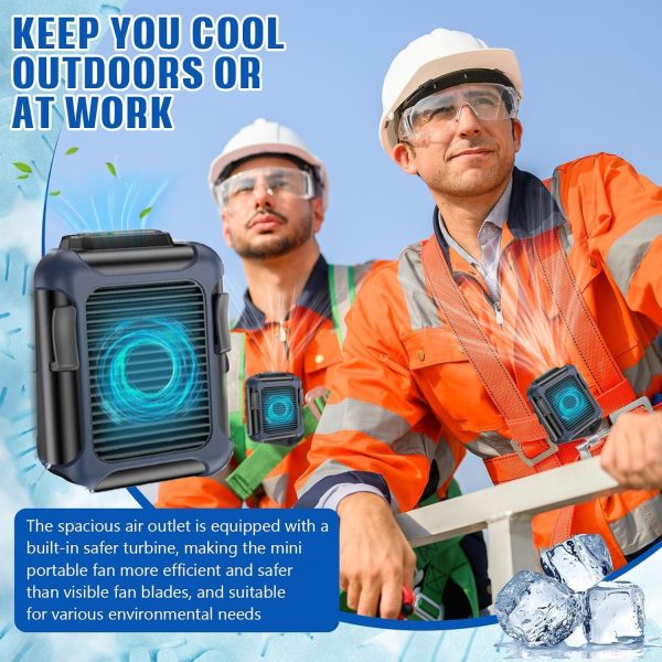 ⁦KASTWAVE Necklace Fan, Personal Belt Fan Clip On Waist Portable Cooling Fan & USB Necklace Fan Adjustable Fan Suitable for Travel Outdoor Working Jobsite 7000RMP Strong Airflow/ 3 Speeds⁩ - الصورة ⁦2⁩