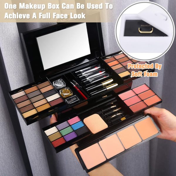 ⁦Professional Makeup Kit for Women Girls Full Kit with Mirror 58 Colors All in One Make up Gift Set Included Eyeshadow,Compact Powder,Blusher,Lipstick,Eyebrow Pencil,Gitter Gel,Eyeliner,Mascara (N)⁩ - الصورة ⁦7⁩