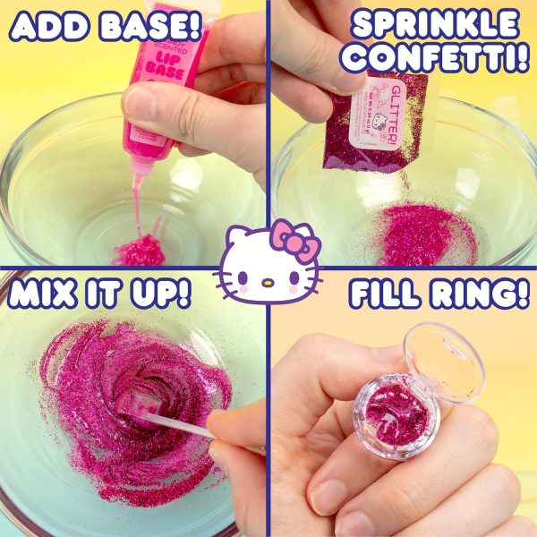 ⁦Hello Kitty Sanrio and Friends Shimmer Lip Gloss Making Kit, Makes 5 Glitter Lip Gloss Rings, DIY Lip Gloss Kit, Great Birthday Gift for Ages 6+⁩ - الصورة ⁦5⁩