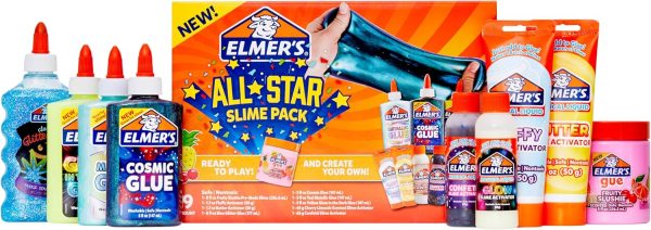 ⁦Elmer’s All-Star Slime Kit, Includes Liquid Glue, Slime Activator, and Premade Slime, 9 Count⁩ - الصورة ⁦4⁩