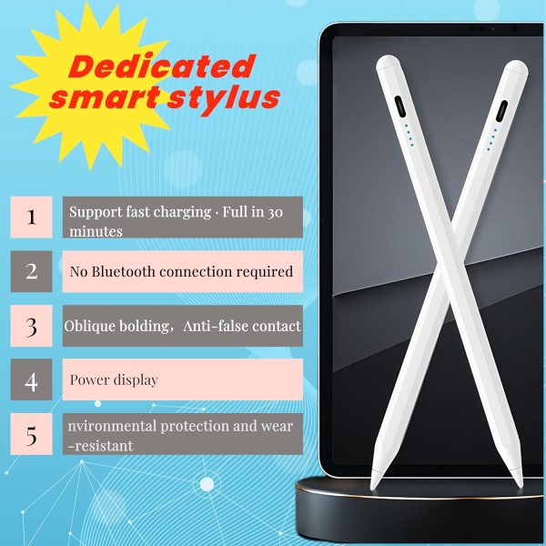 ⁦Digital Stylus Pen for iPad, Apple Compatible, Fast Charging, White⁩ - الصورة ⁦5⁩