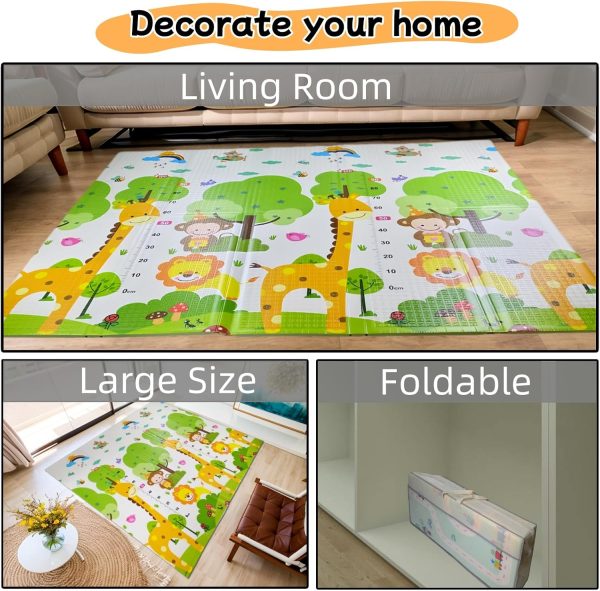 ⁦200x180x2CM Thick Baby Play Mat, Colorful Foam Kids Crawling Mat, Large Foldable with Travel Bag,Waterproof and Easy to Clean Double-Sided Baby Rug Mat for Bedroom and Living Room (Animal Print)⁩ - الصورة ⁦7⁩