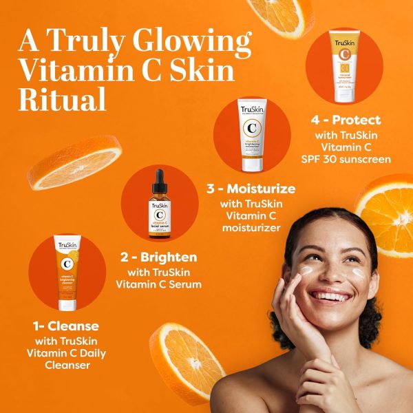 ⁦TruSkin Vitamin C Face Moisturizer, a Brightening Anti Aging Wrinkle Cream for Face, Formulated with Vitamin B5, Vitamin E, Jojoba Oil, Organic Aloe Vera and Green Tea for Natural Skin Health, 2 fl oz⁩ - الصورة ⁦7⁩