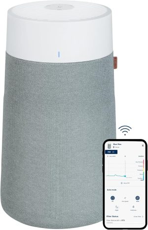 Blueair – Blue Max/Pure 3450i, Smart Air Purifier, Air Quality Sensor, HEPASilent Filter UpTo 103m² Rooms Removes 99.97% Pollen, Dust, Mould, Bacteria, Viruses|Activated Carbon Reduces VOCs, Odours