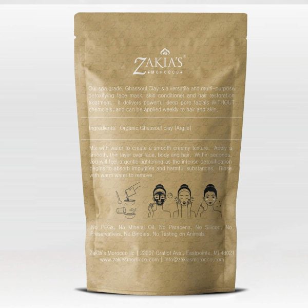 ⁦Zakia's Morocco Ghassoul Clay Mask - Organic Natural Facial Mask and Skin Care Treatment - Anti-aging Mud Mask Heals Dry & Oily Skin, Acne, Eczema & Psoriasis - 8 Oz⁩ - الصورة ⁦6⁩
