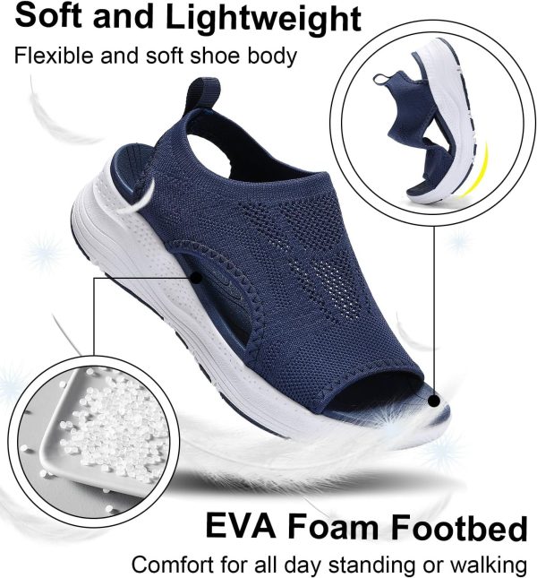 ⁦GoodValue Womens Comfortable Orthopedic Sandals Arch Support Ladies Walking Sport Athletic Sandals Open Toe Slip On Plantar Fasciitis Platform Dress Sandal⁩ - الصورة ⁦3⁩