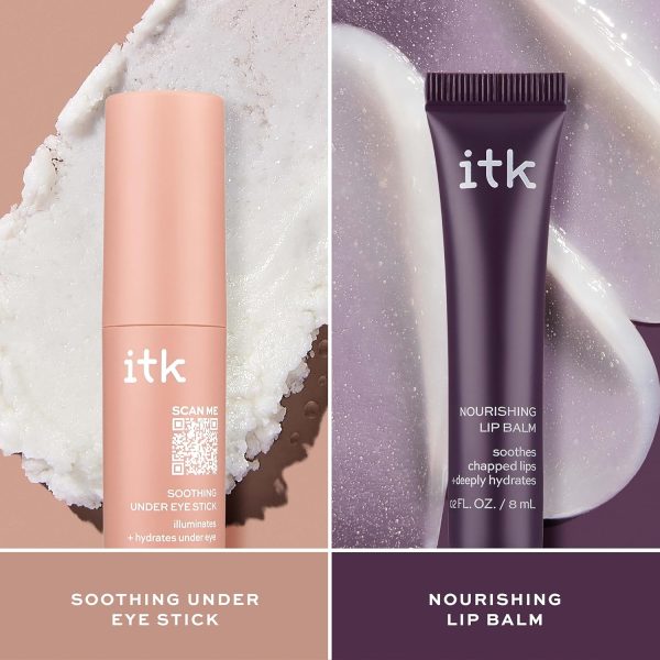 ⁦ITK Skincare Gift Set - Aloe Vera Under Eye Stick + Shea Butter Lip Balm Duo to Reduce Eye Puffiness and Soothe Chapped Lips with Vitamin E - Hydrates Dry Lips and Eyes - Travel Skincare Set⁩ - الصورة ⁦4⁩