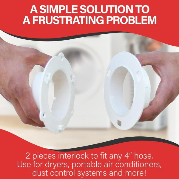 ⁦Dryer Dock The Original Dryer Vent Quick Release - Two-Piece Dryer Hose Quick-Connect, Twist & Lock Tight, Fits 4 Inch Tubes,White⁩ - الصورة ⁦3⁩