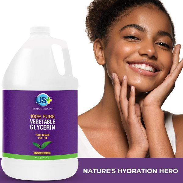⁦US+ 100% Pure Vegetable Glycerin - Pharmaceutical & Food Grade (USP) - Premium Quality All-Natural Moisturizer & Cleanser - For skin, hair, soaps & more (1 Gallon)⁩ - الصورة ⁦4⁩