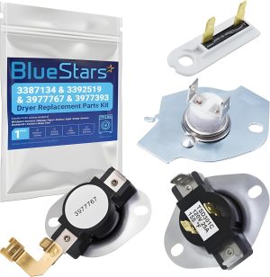 BlueStars [LIFETIME WARRANTY] 3387134 Cycling Thermostat 3392519 Dryer Thermal Fuse 3977393 Thermal Cut-off Switch 3977767 High-limit Thermostat Kit - Compatible with Whirlpool Kenmore Maytag Dryers