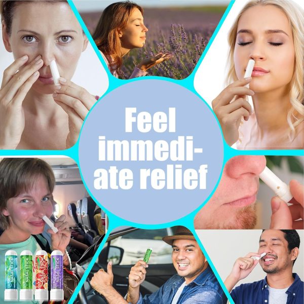 ⁦4 Pack Nasal Stick, Naturals Nasal Inhaler Pen, Scented Sticks for Essential Oils, Quick Help of a Blocked Nose, Improves Breathing and Increases Focus⁩ - الصورة ⁦6⁩