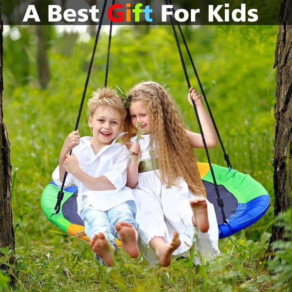 ⁦BOOM Saucer Tree Swing, 660lb Weight Capacity Kids Adults, 900D Oxford Waterproof Durable, Safe, and Easy to Install, مرجيحة اطفال, Great for Tree, Swing Set, Backyard, Playground, Playroom⁩ - الصورة ⁦4⁩
