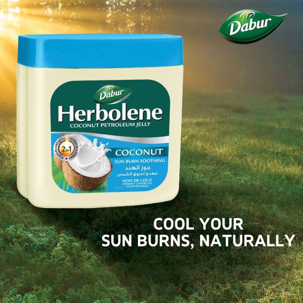 ⁦Dabur Herbolene - Coconut Petroleum Jelly, Sun Burn Soothing - 225ml⁩ - الصورة ⁦2⁩
