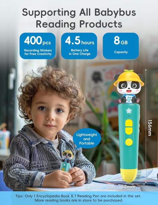 ⁦BabyBus Talking Pen Set with Encyclopedia,Interactive Electronic Learning Book,Educational Musical Toys for Toddlers 0-3,Gift for Kids,60 delightful children's songs.⁩ - الصورة ⁦3⁩