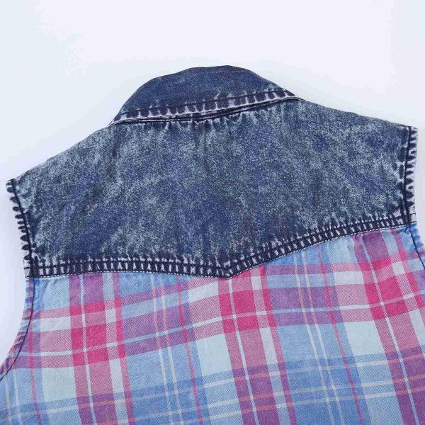 ⁦Bienzoe Girls Crop Tank Tops: Cowgirl Plaid Sleeveless Button Down Western Casual Blouse⁩ - الصورة ⁦8⁩