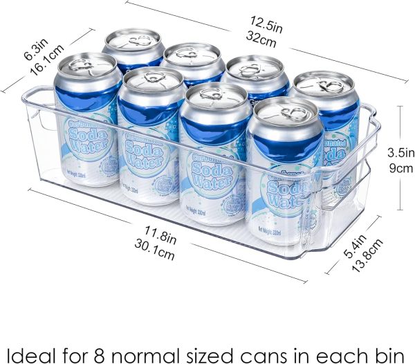 ⁦HOOJO Refrigerator Organizer Bins - 14Pieces Clear, 12.5in Long-Medium⁩ - الصورة ⁦2⁩