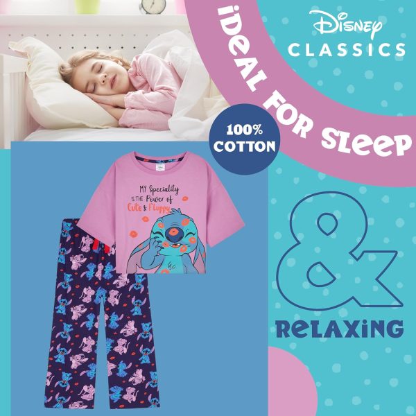 ⁦Disney Stitch Schlafanzug Mdchen, 4-14 Jahre - Stitch Langer Pyjama fr Mdchen - Weihnachtlicher Schlafanzug⁩ - الصورة ⁦3⁩