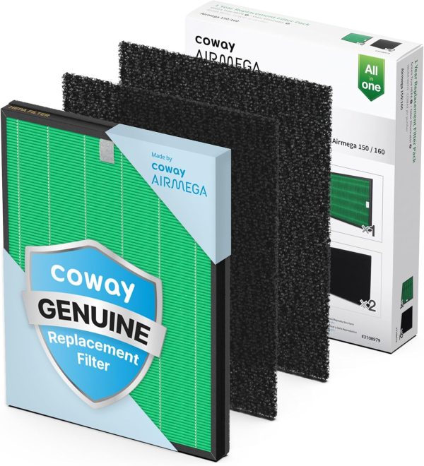 Coway Airmega 150 Air Purifier Replacement Filter Set, Green True HEPA and Active Carbon Filter, AP-1019C-FP