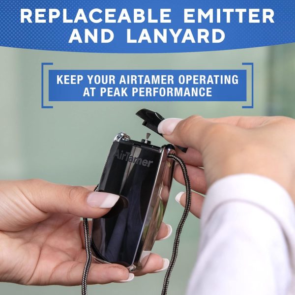⁦AirTamer A320 Rechargeable Personal Air Purifier, Proven Performance, Virus and Pollutant Tested*, Black with Leather Travel Case⁩ - الصورة ⁦4⁩
