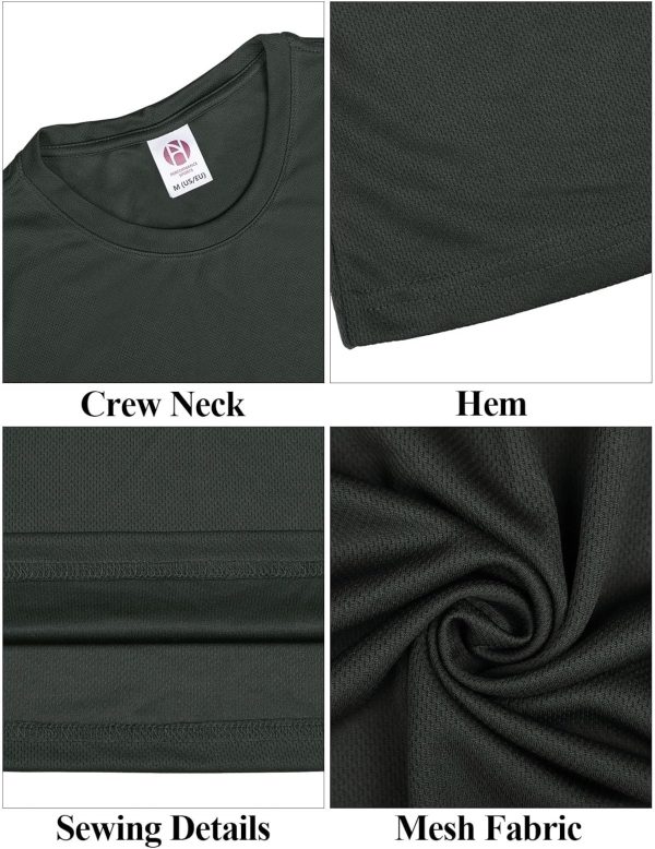 ⁦Yasumond 5 Pack Men's T-Shirts Short Sleeve Crew Neck Tee Tops Mesh Dry Fit Athletic Tee Shirts for Gym Workout Running, D-dark.grey/Black/White/Royal Blue/Navy, Medium⁩ - الصورة ⁦7⁩