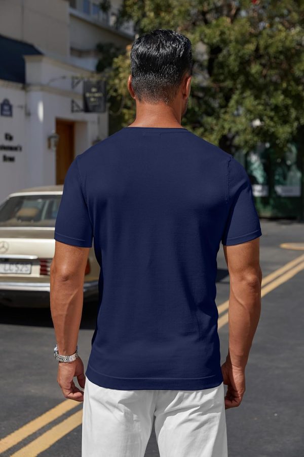 ⁦COOFANDY Mens Knit T-Shirts Casual Crewneck Short Sleeve Shirts Summer Tops Basic Pullover Tees⁩ - الصورة ⁦9⁩
