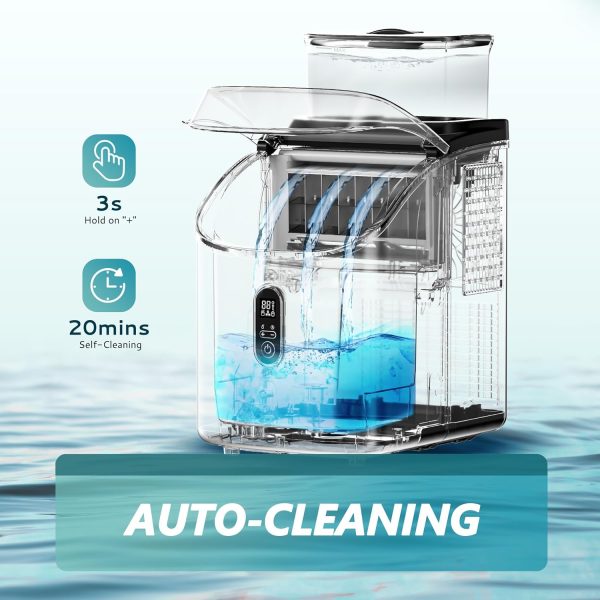 ⁦EUHOMY Ice Cube Maker Machine Countertop with External Water Tank, 34Lbs, 16Pcs Ready in 13 Mins, 2 Ways to Add Water, Auto-Cleaning, with Ice Scoop & Basket, for Home/Kitchen/Office/Bar (Black)⁩ - الصورة ⁦5⁩