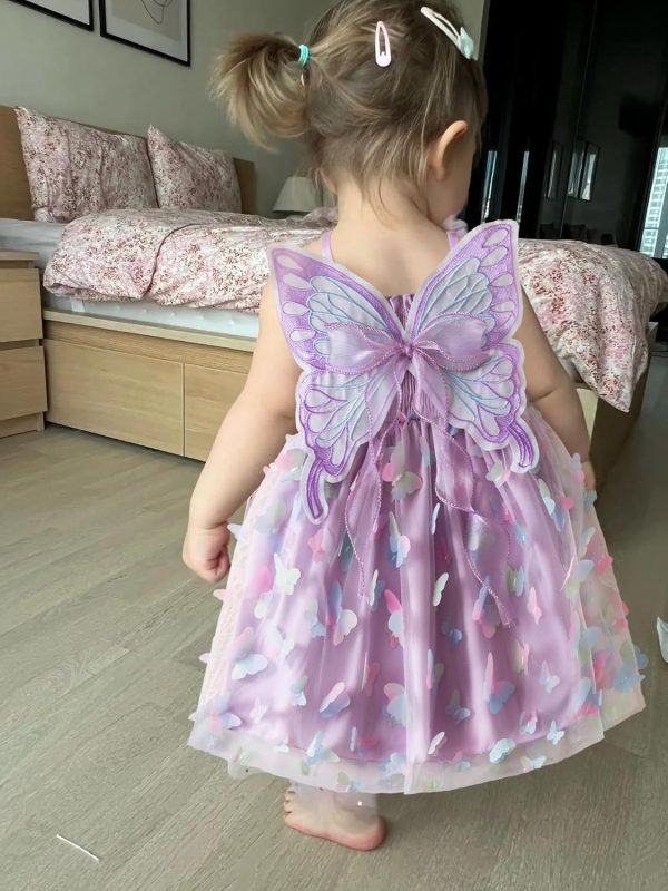 ⁦Toddler Girl Fairy Butterfly Tulle Dress with Sequins—Princess Style, Sparkly Costume for Birthday, Holiday, or Daily Wear, Suitable for Little Girls⁩ - الصورة ⁦2⁩
