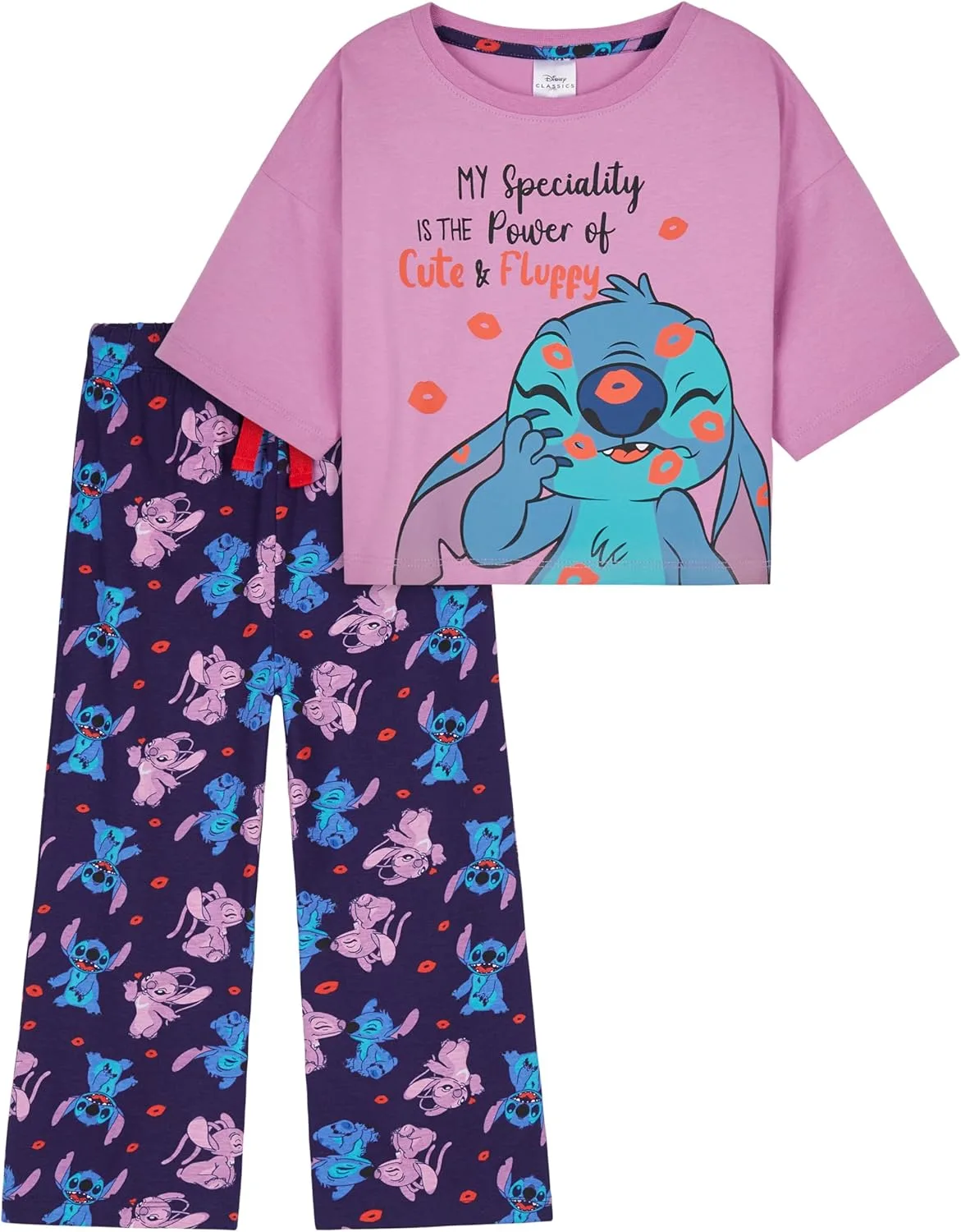 Disney Stitch Schlafanzug Mdchen, 4-14 Jahre - Stitch Langer Pyjama fr Mdchen - Weihnachtlicher Schlafanzug