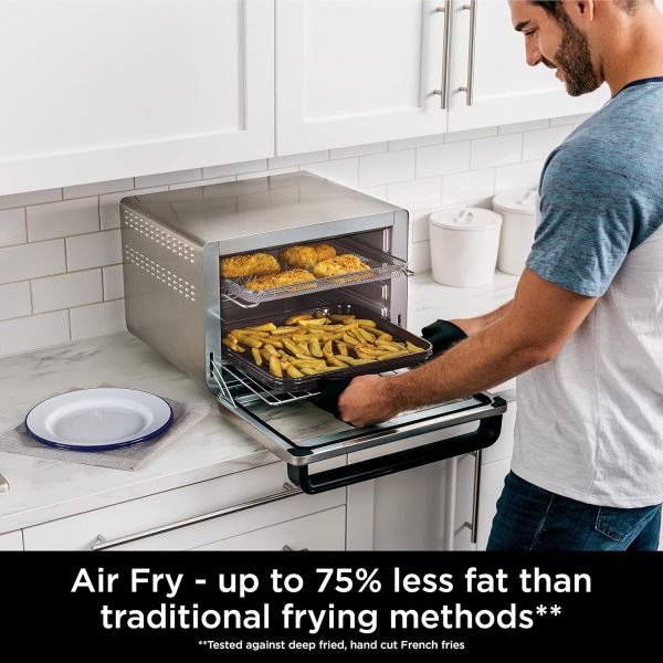 ⁦Ninja Foodi 10-in-1 Multifunction Oven, Fast Mini Oven, Countertop Oven, 10 Cooking Functions, Air Fry, Pizza, Grill, Roast, Bake, Toast, Bagel & more, Make Family-Size Meals, Silver/Black DT200UK⁩ - الصورة ⁦5⁩