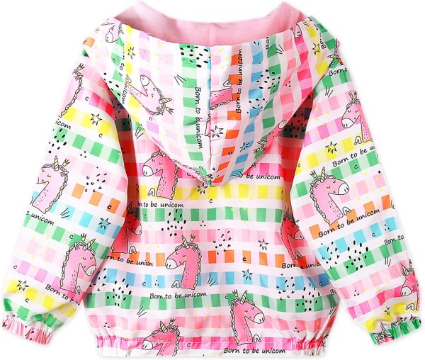 ⁦Baogaier Jacket Girls Hooded Outwear Windproof Toddler Long Sleeve Coat Kids Sunscreen Clothes Girl Outfits Zip Up Lightweight Soft Thin Age 2-7 Years⁩ - الصورة ⁦2⁩