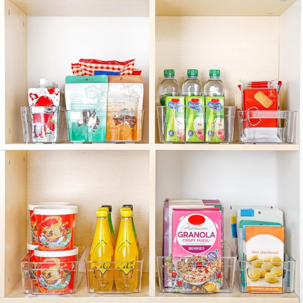 ⁦HOOJO Refrigerator Organizer Bins - 14Pieces Clear, 12.5in Long-Medium⁩ - الصورة ⁦4⁩