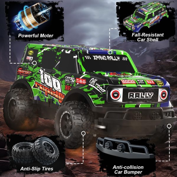 ⁦Remote Control Car, 1/24 Scale Light Up Racing Car Toys, RC Car for Kids with Cool Led Lights, Hobby RC Cars Toys Birthday Gifts for 3 4 5 6 7 8 Year Old Boys Girls (Y243 Green)⁩ - الصورة ⁦3⁩