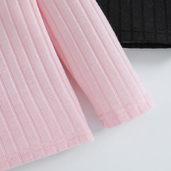 ⁦Xumplo Toddler Girl Long Sleeve Ruffle T-Shirt Children Crew Neck Ribbed Top Blouse Girls 2-Pack Tees Clothes⁩ - الصورة ⁦5⁩
