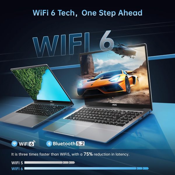 ⁦AOC 16.1 Laptop Computer AMD Ryzen 7 5700U (8C/16T, Up to 4.3GHz) Radeon RX Vega 8 Graphics Laptop 16GB RAM 512GB NVMe SSD, Windows 11 Pro, FHD Display, WiFi 6, 53Wh Battery, HDMI, Webcam, Backlit KB⁩ - الصورة ⁦2⁩
