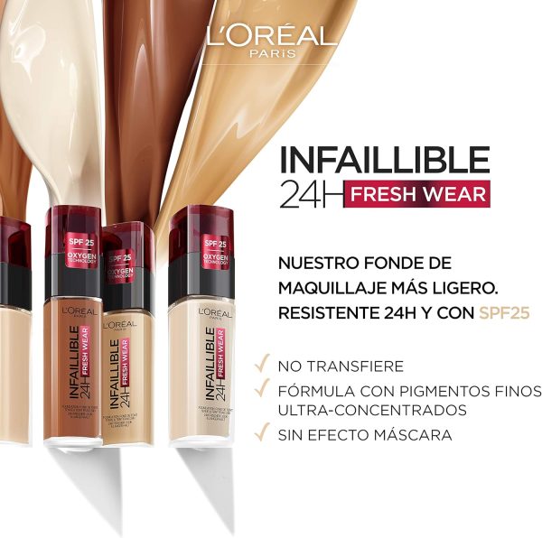 ⁦L’Oréal Paris Nude Infallible Foundation - 260 Soleil Dore/Golden⁩ - الصورة ⁦8⁩