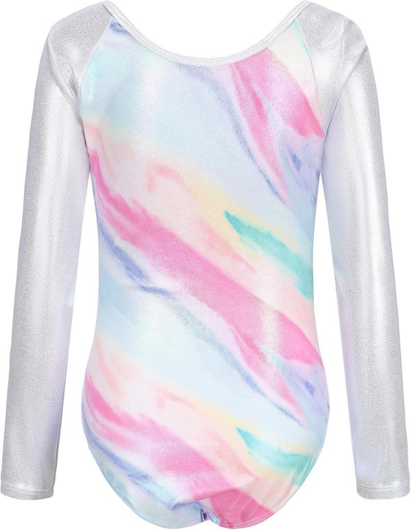 ⁦SEAUR Girls Long Sleeve Gymnastics Leotards with Shorts Sparkly Dance Athletic Outfits 3 Piece⁩ - الصورة ⁦3⁩