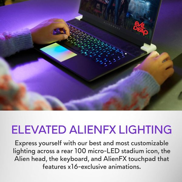 ⁦Alienware X16 R2 Gaming Laptop - 16-inch QHD+ 240Hz 3ms Display, Intel Core Ultra 9-185H, 32GB LPDDR5X RAM, 1TB SSD, NVIDIA GeForce RTX 4080 12GB GDDR6, Windows 11 Home, Onsite Service - Lunar Silver⁩ - الصورة ⁦2⁩